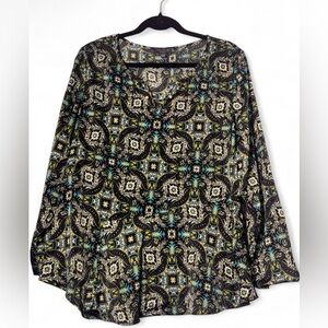 The Limited Black and Blue Patterned Blouse size L